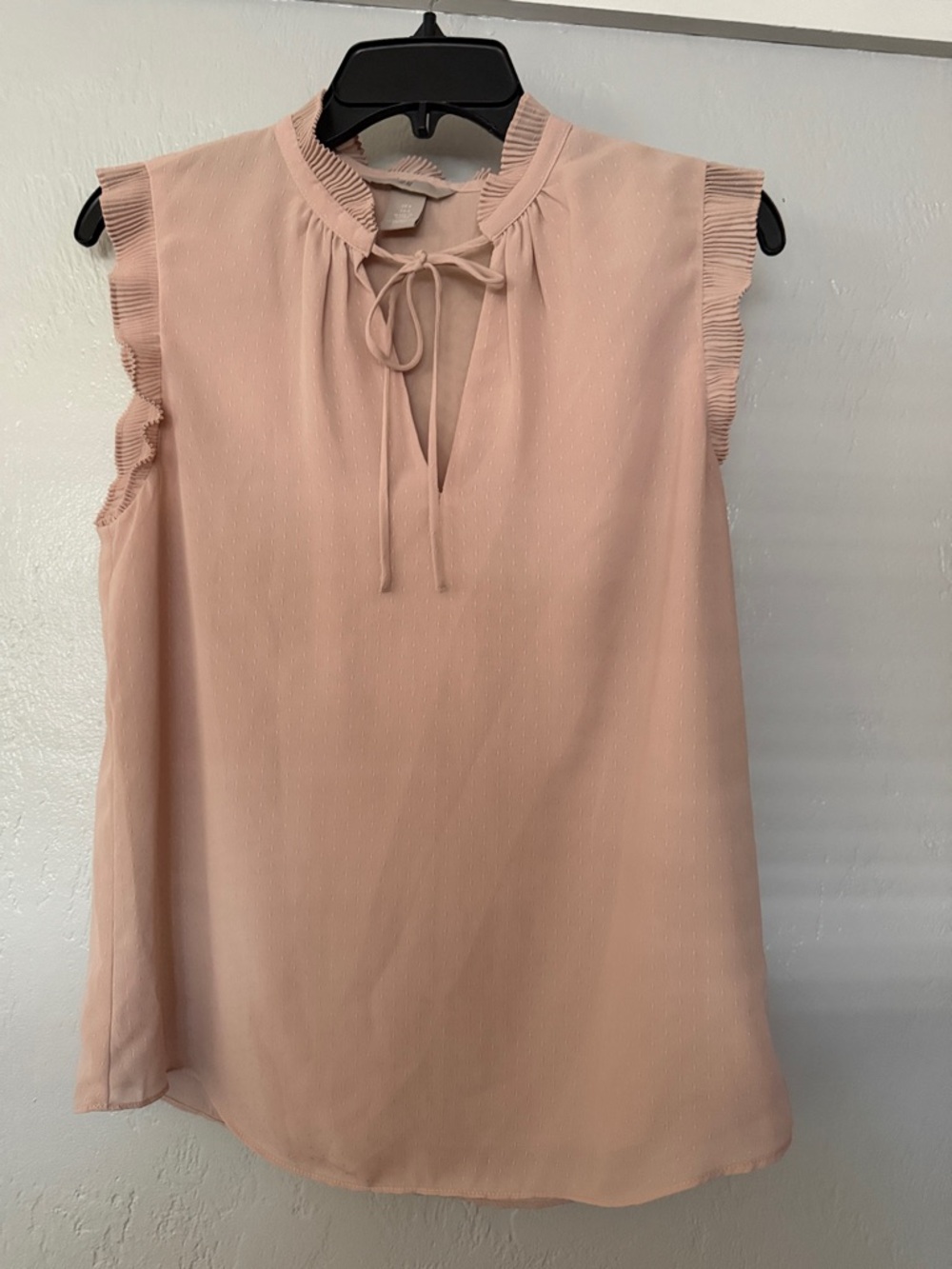 H&M Blush Tie-Neck Ruffle Sleeve Camisole